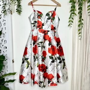 VA VA Voom Rose Formal Tea Party Wedding Bustier A line Bouffant Dress L